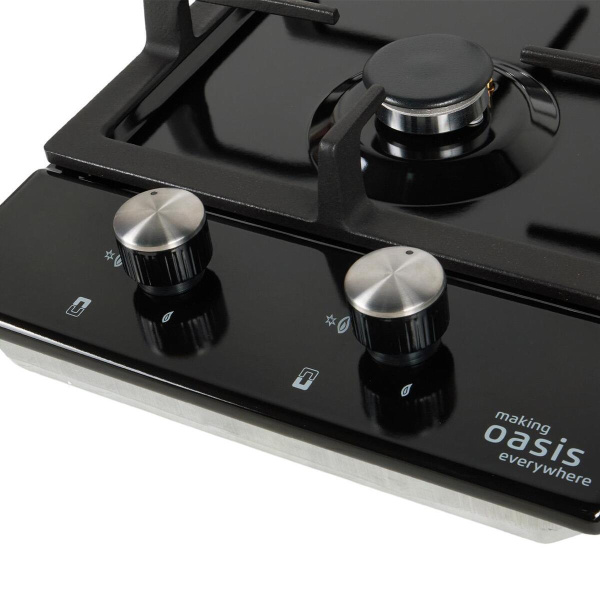 Встраиваемая варочная панель Газовая Oasis P-MEBD, 29 см, цвет Чёрный