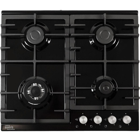 Встраиваемая варочная панель Газовая Oasis P-MBRT, 58 см, цвет Чёрный