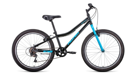Велосипед Altair MTB HT 24 1.0 (24" 6 ск. рост 12") 2020-21 черный/голубой
