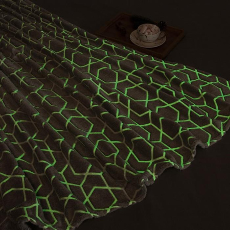 Плед Этель Геометрия 200х220 корал-флис светящийся в темноте 7880902