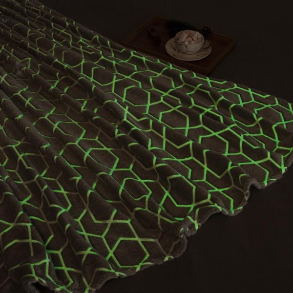 Плед Этель Геометрия 200х220 корал-флис светящийся в темноте 7880902