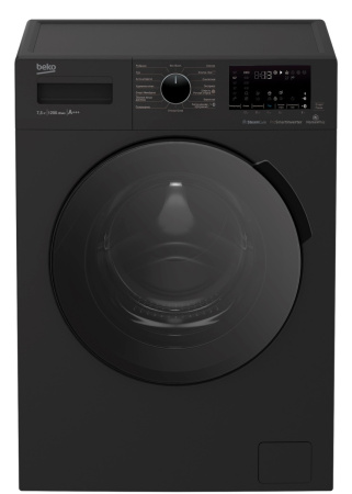 Стиральная машина с фронтальной загрузкой Beko WSPE7H616A, Max загрузка - 7,5кг, Max отжим - 1 200об/мин., цвет Чёрный