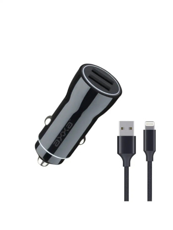 Авто З/У AXXA 2xUSB 2.4A + кабель Micro USB Black