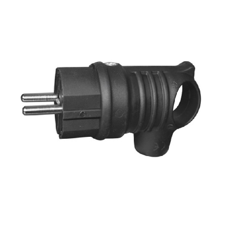 Вилка угловая с кольцом каучук Lezard 2P+PE 1x16A 220-240V IP44 черн.