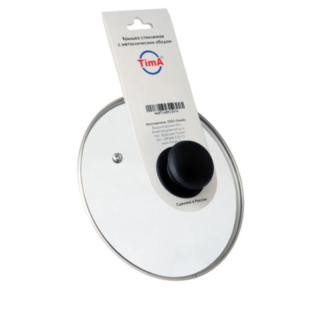 Крышка стеклянная TimA 22 см с метал. ободом 4722