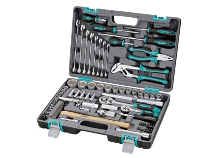 Набор инструментов STELS 1/2", 1/4", CrV, пластиковый кейс 76 предм.