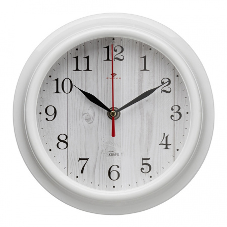 Часы настенные Рубин Белое дерево d-21см белый 2121-144