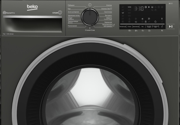 Стиральная машина с фронтальной загрузкой Beko B3WFR572AB, Max загрузка - 7кг, Max отжим - 1 200об/мин., цвет Серый
