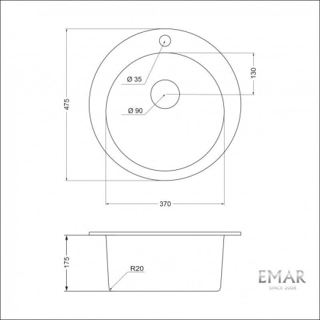 Кухонная мойка Emar EMQ-1475.C Оникс