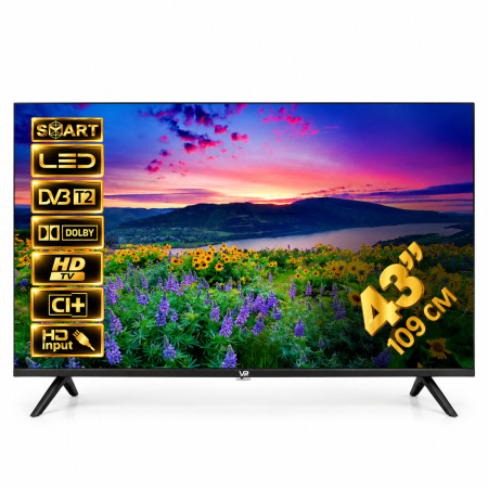 43" (109см) Телевизор VR 43VF13BS, SMART, FHD 1920x1080, Цвет Чёрный