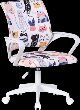 Детское комп. кресло Defender Fiesta Белый + принт Коты 2