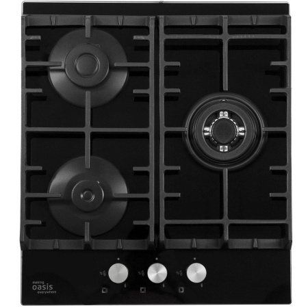 Встраиваемая варочная панель Газовая Oasis P-3GBT, 46 см, цвет Чёрный