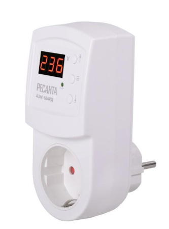 Блок защиты по напряжению Ресанта 16AРД регулируемый (с дисплеем, в розетку)