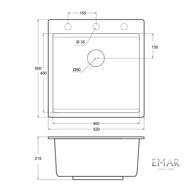 Кухонная мойка Emar EMQ-1520.Q Алмаз с коландером