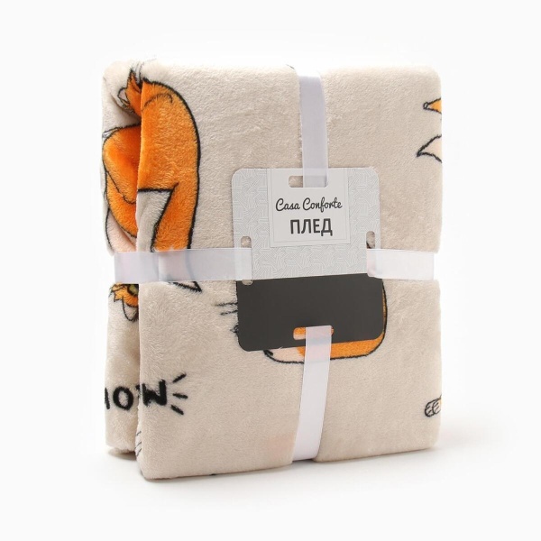 Плед Belezza Festival Red cat 150х200 микрофибра кремовый 6154697