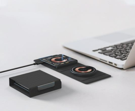 Беспроводная зарядная станция Deppa 2 в 1 Crystal MagSafe Fold Travel QI