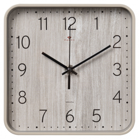 Часы настенные Рубин Текстура дерева 19х19см бежево-серый 1918-006
