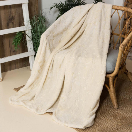 Плед Casa Conforte Stella Cat Stars 150х200 фланель кремовый светящ 6154947