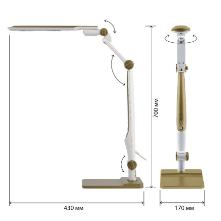 Настольный светильник ЭРА  NLED-497-12W (струбц, основание, сенсор, диммер, 3K-6K) Золото