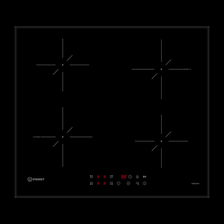 Встраиваемая варочная панель Индукционная Indesit IS 40CQ60 NE, 59 см, цвет Чёрный