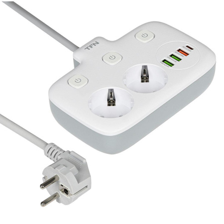 Сетевой фильтр с USB зарядкой TFN POWER 2 White