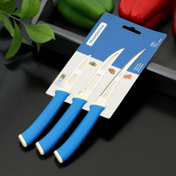 Набор ножей Tramontina Felice 3 пр. синий 23499/177