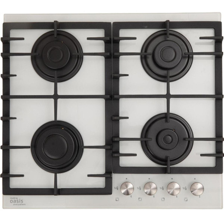 Встраиваемая варочная панель Газовая Oasis P-GWR, 58 см, цвет Белый