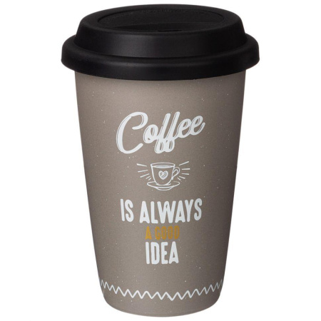 Кружка Lefard Coffemania с силик. крышкой серая 390 мл 260-651