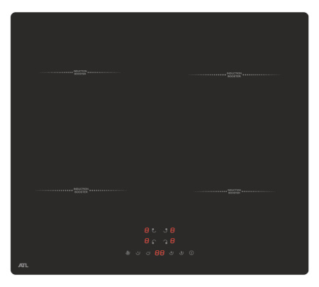 Встраиваемая варочная панель Индукционная ATL 2 KIO 64 B BK, 59 см, цвет Чёрный