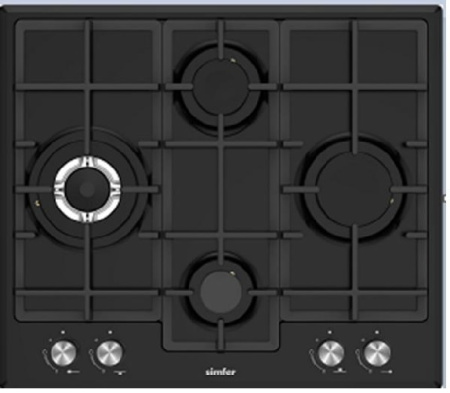 Встраиваемая варочная панель Газовая Simfer H60V41B597, 60 см, цвет Чёрный