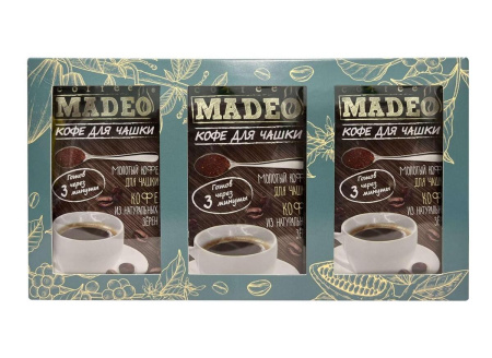 Кофе молотый порционный Madeo Кофе для чашки №2 21 шт х 10 гр подарочный набор