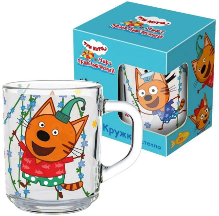 Кружка Три кота Цветы в подарочной коробке 230 мл 309625