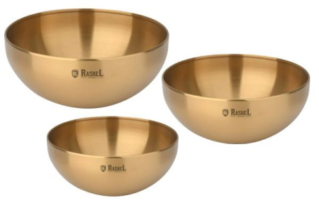 Набор мисок Rashel 15/18/20 см 3 пр. золото R-692