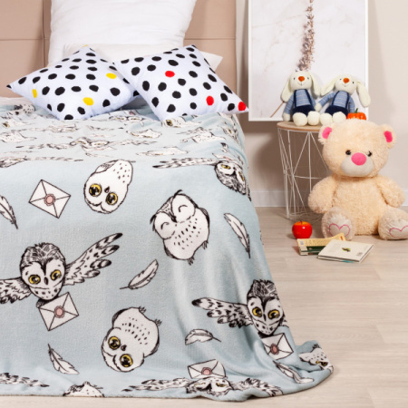 Плед Casa Conforte Festival 180х200 Сова-посланник микрофибра серый 6155523