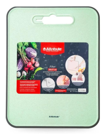 Доска разделочная Attribute Fiber mint 37х28 см с ножеточкой ABX133-2
