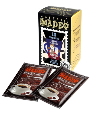 Кофе молотый порционный Madeo Сливки общества 10шт*10 гр