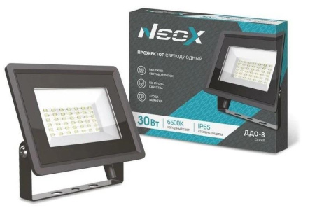 Прожектор NEOX ДДО-8 30W(3150lm) 6500K 6K 122x150x27 IP65 Алюминий/черный