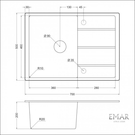 Кухонная мойка Emar EMQ-1700.Q Морион