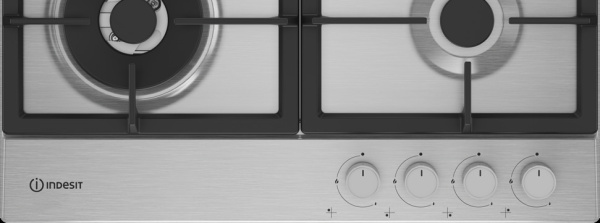 Встраиваемая варочная панель Газовая Indesit THPM 642 W/IX/I, 58 см, цвет Нержавеющая сталь