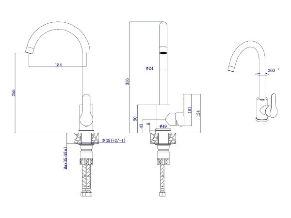 Смеситель Avapax AP01271B Black