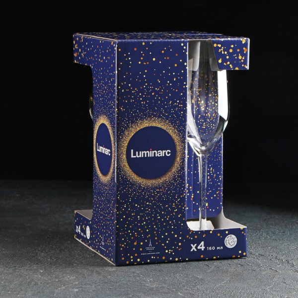 Набор бокалов для шампанского Luminarc Серебряная дымка 4 пр. 160 мл O0092