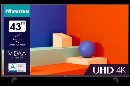  43" (109см) Телевизор Hisense 43A6K, SMART, UHD 4K 3840x2160, Цвет Чёрный
