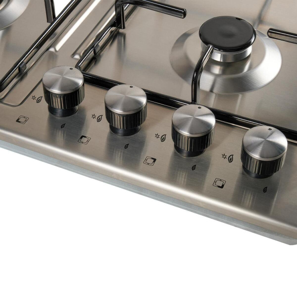 Встраиваемая варочная панель Газовая Oasis P-MEN, 58 см, цвет Нержавеющая сталь