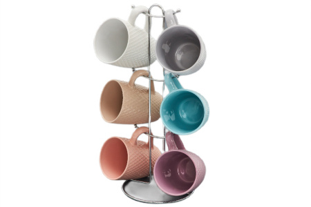 Набор кружек Jewel Аура-Ромбы 6 пр. 350 мл на подставке ПС00127-06