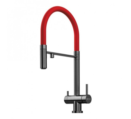 Смеситель Omoikiri Kanto-GM-R латунь/вор. сталь/красный