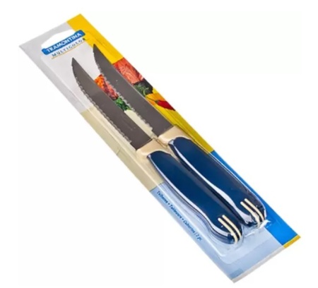 Набор ножей Tramontina Multicolor для стейков 11,3 см 2 пр. син./бел. 23529/215