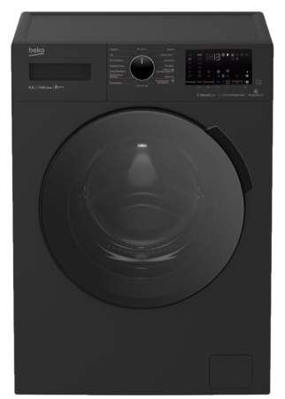 Стиральная машина с фронтальной загрузкой Beko WSPE6H616A, Max загрузка - 6,5кг, Max отжим - 1 200об/мин., цвет Чёрный