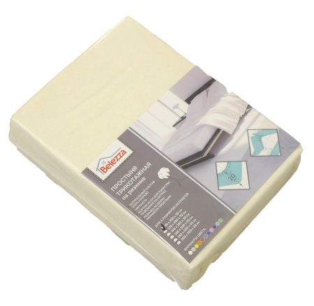 Простыня на резинке трикотажная Belezza 90/200/20 молочный 6116374