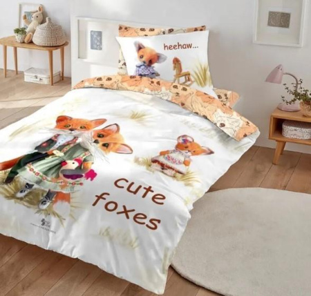 КПБ 1,5 сп Mona Liza Serg Look Kids I сute Лисички 50/70 Сатин 5756/6