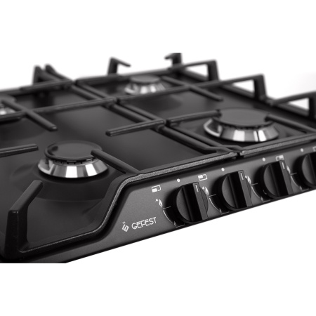 Встраиваемая варочная панель Газовая Gefest ПВГ 1212 К2, 59 см, цвет Чёрный матовый